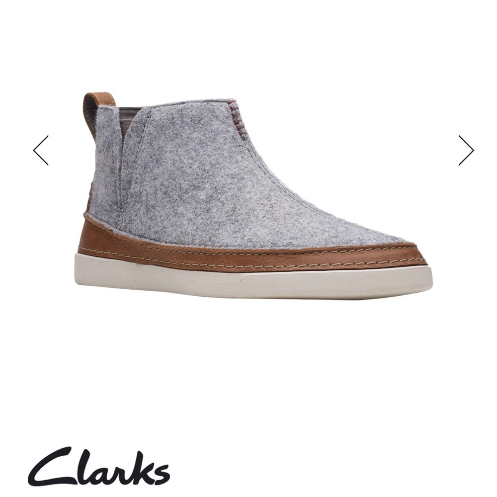 Clarks Gereld Easy 
Mens Gray Leather Slip On
Chelsea Boots